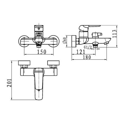 Novaservis - Grifo de bañera NOBLESS TINA blanco