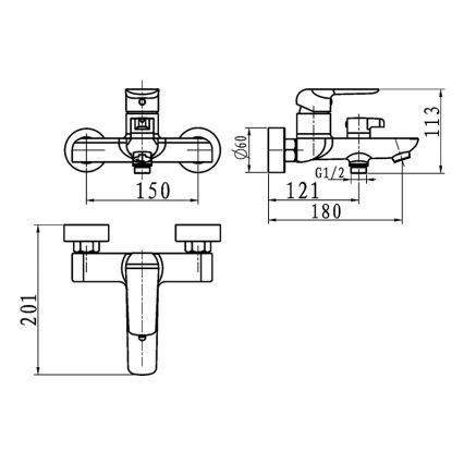 Novaservis - Grifo de bañera NOBLESS TINA cromo brillante