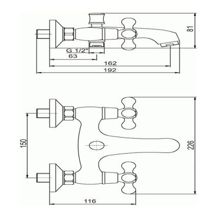 Novaservis - Grifo de bañera TITANIA RETRO en cromo brillante