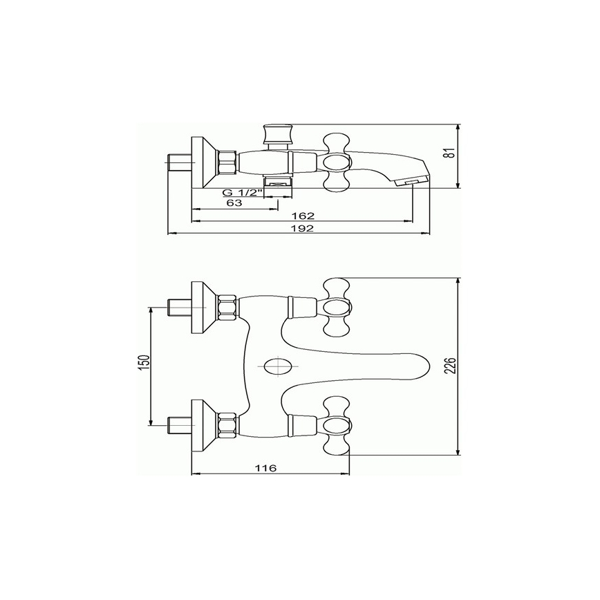 Novaservis - Grifo de bañera TITANIA RETRO en cromo brillante