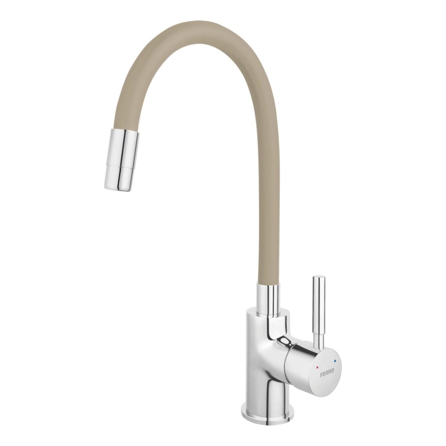 Novaservis - Grifo de fregadero con brazo flexible cromo brillante/beige