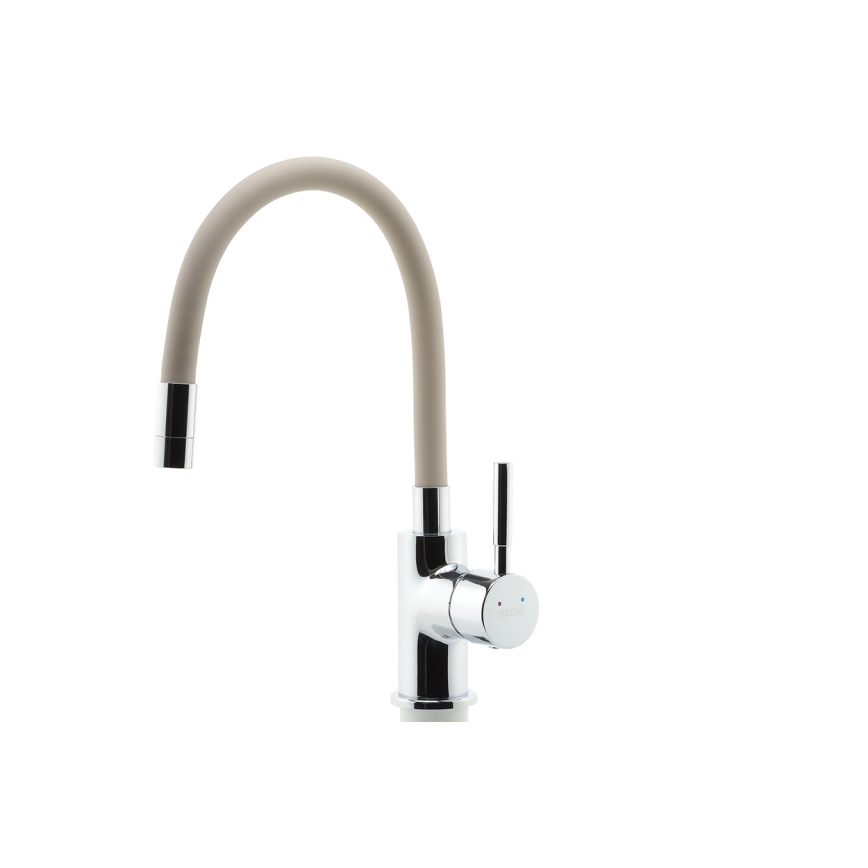 Novaservis - Grifo de fregadero con brazo flexible cromo brillante/beige