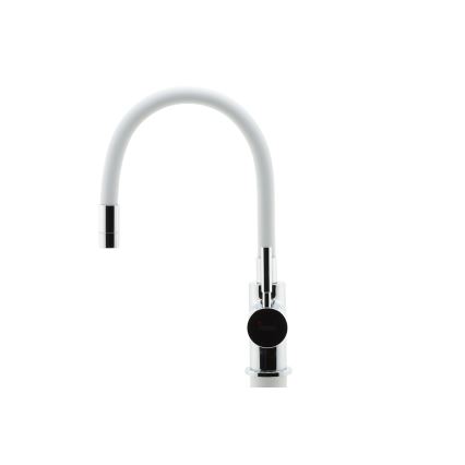 Novaservis - Grifo de fregadero con brazo flexible cromo brillante/blanco