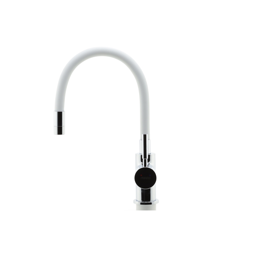 Novaservis - Grifo de fregadero con brazo flexible cromo brillante/blanco
