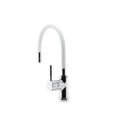 Novaservis - Grifo de fregadero con brazo flexible cromo brillante/blanco