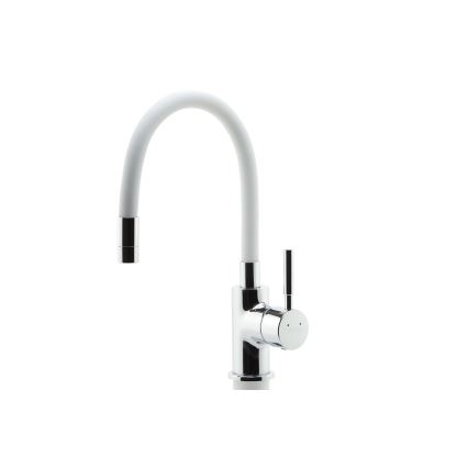 Novaservis - Grifo de fregadero con brazo flexible cromo brillante/blanco