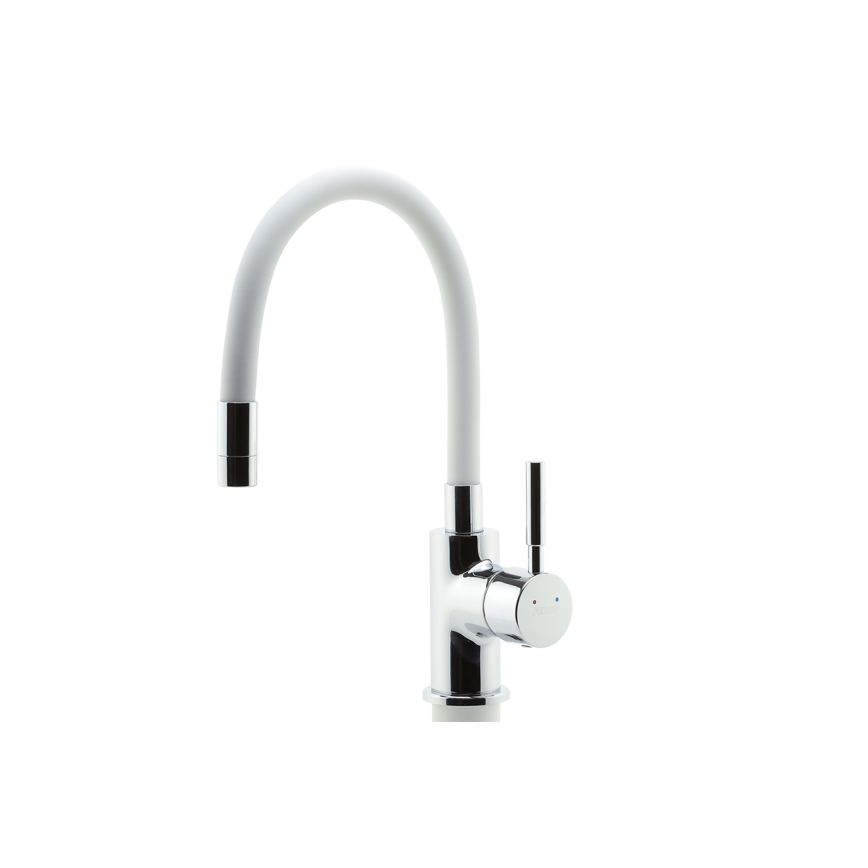 Novaservis - Grifo de fregadero con brazo flexible cromo brillante/blanco
