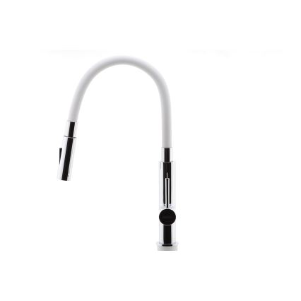 Novaservis - Grifo de fregadero con brazo flexible cromo brillante/blanco