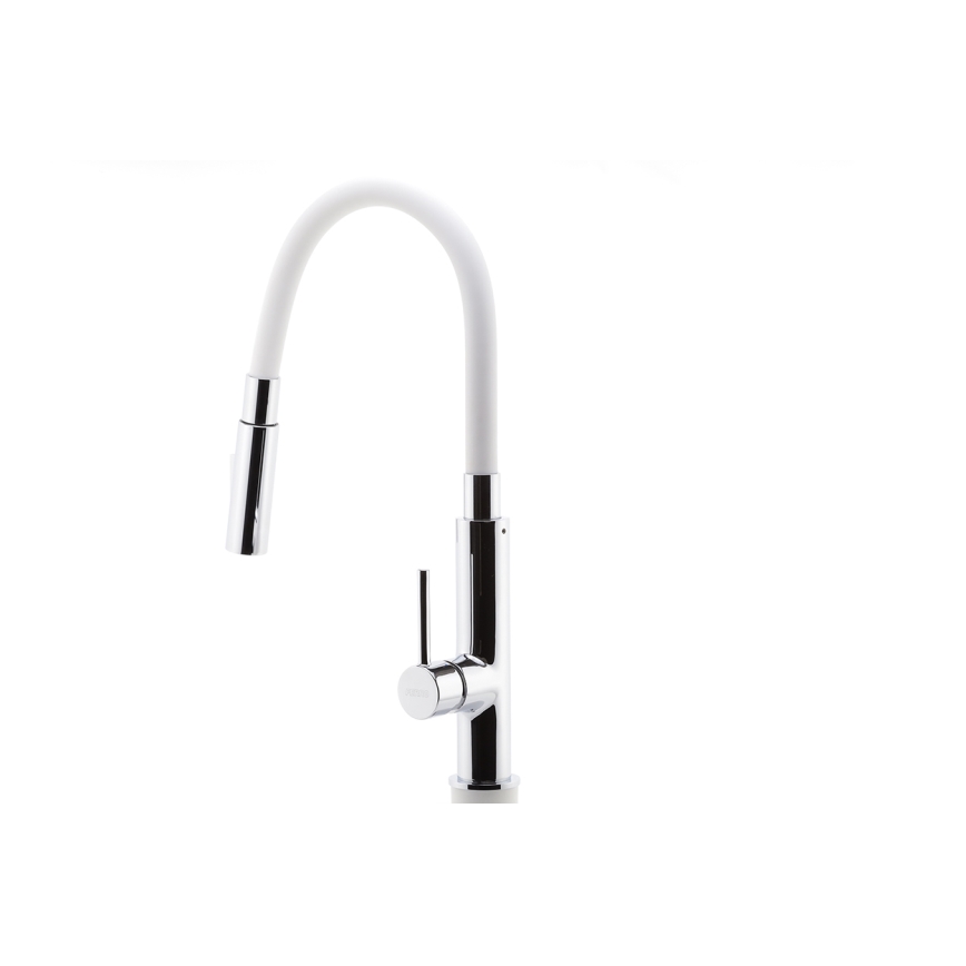 Novaservis - Grifo de fregadero con brazo flexible cromo brillante/blanco