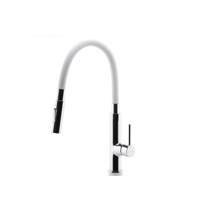 Novaservis - Grifo de fregadero con brazo flexible cromo brillante/blanco