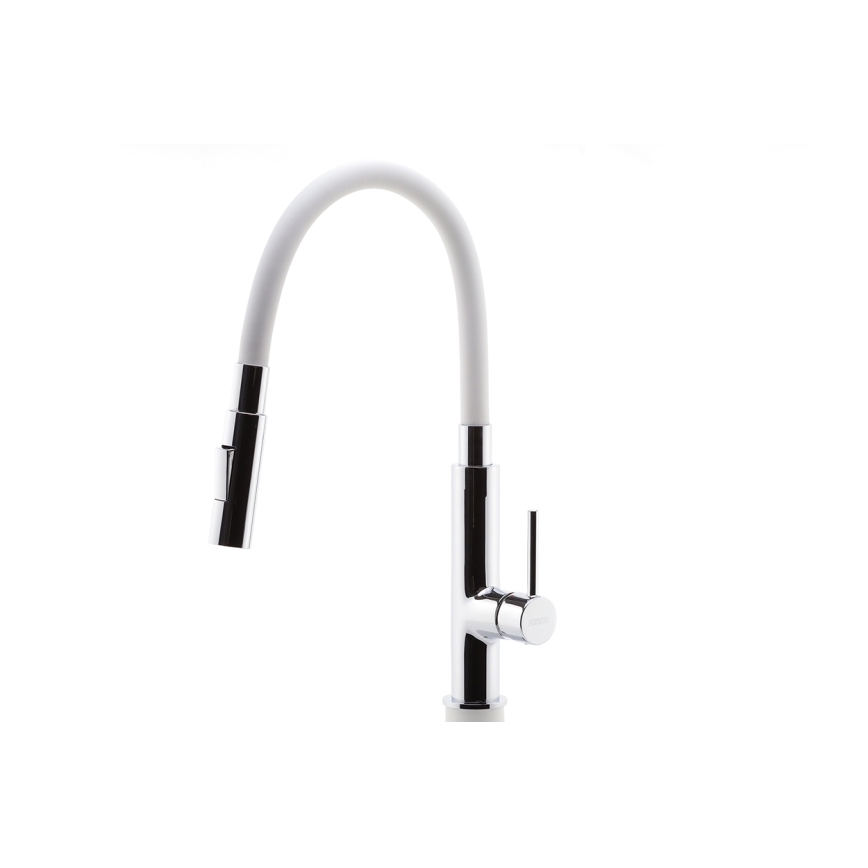 Novaservis - Grifo de fregadero con brazo flexible cromo brillante/blanco