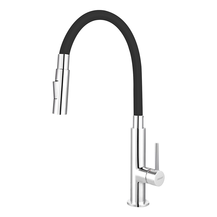 Novaservis - Grifo de fregadero con brazo flexible cromo brillante/negro