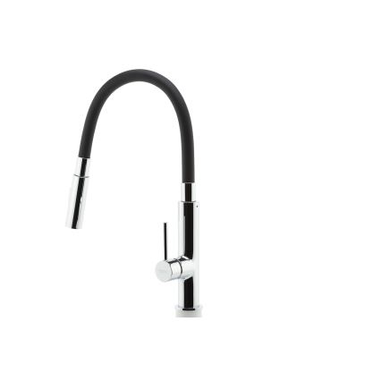 Novaservis - Grifo de fregadero con brazo flexible cromo brillante/negro