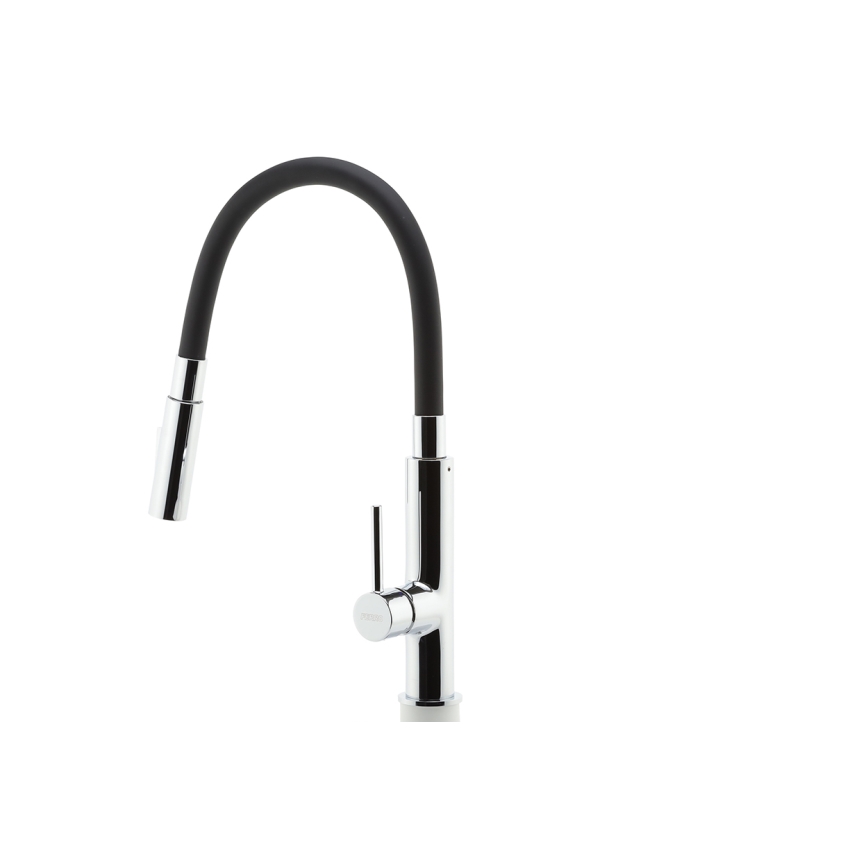 Novaservis - Grifo de fregadero con brazo flexible cromo brillante/negro
