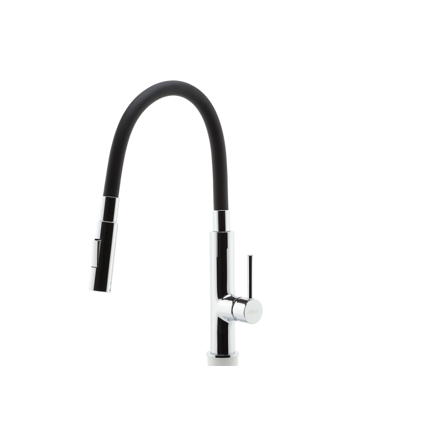 Novaservis - Grifo de fregadero con brazo flexible cromo brillante/negro