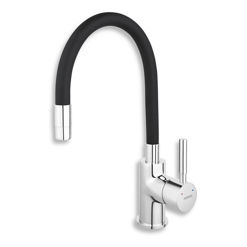 Novaservis - Grifo de fregadero con brazo flexible cromo brillante/negro mate