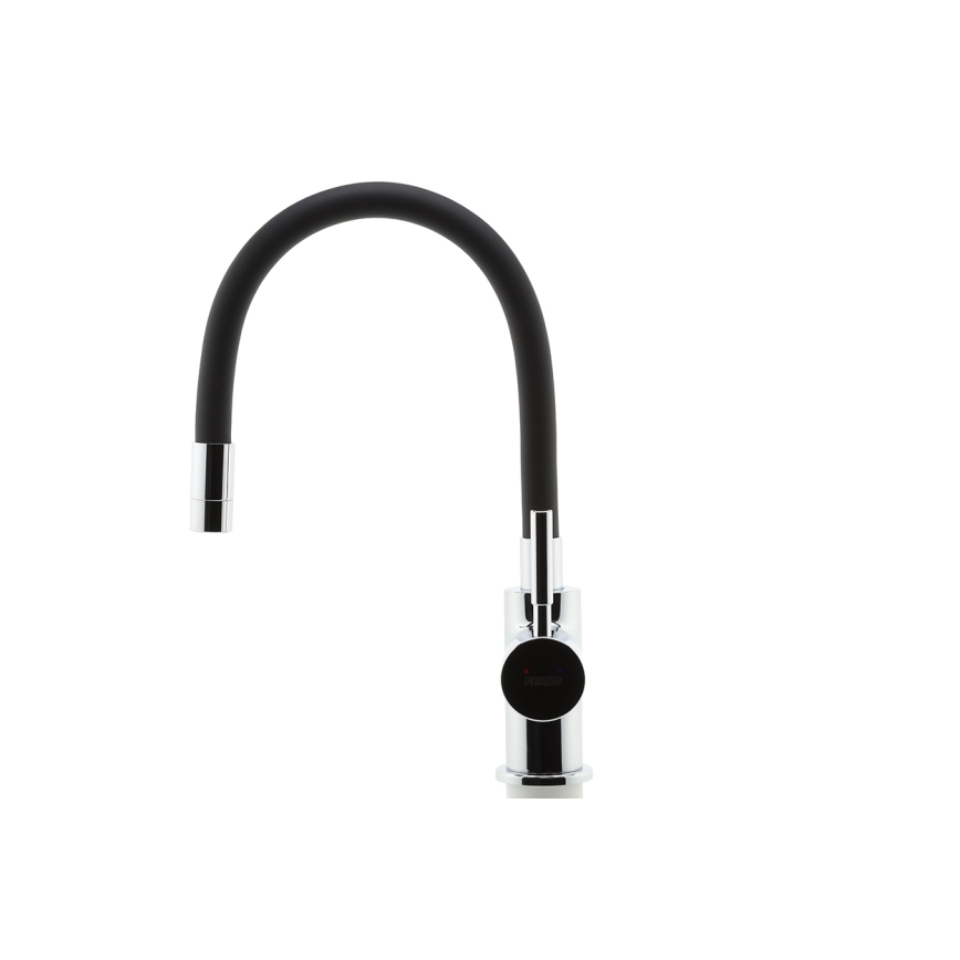 Novaservis - Grifo de fregadero con brazo flexible cromo brillante/negro mate