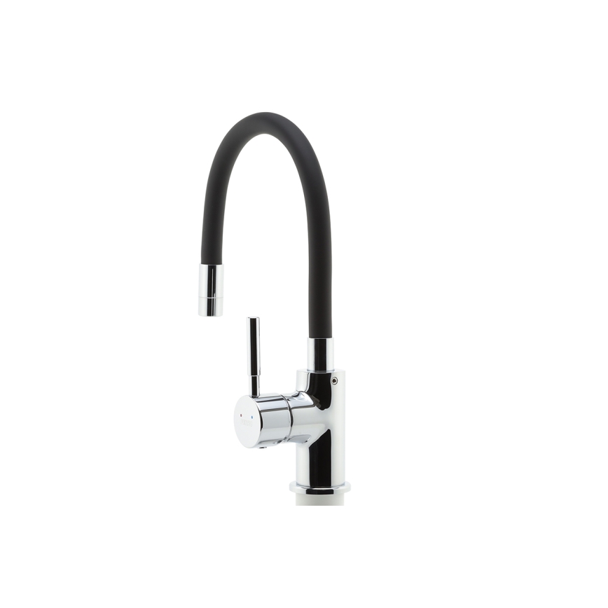 Novaservis - Grifo de fregadero con brazo flexible cromo brillante/negro mate