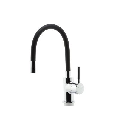 Novaservis - Grifo de fregadero con brazo flexible cromo brillante/negro mate