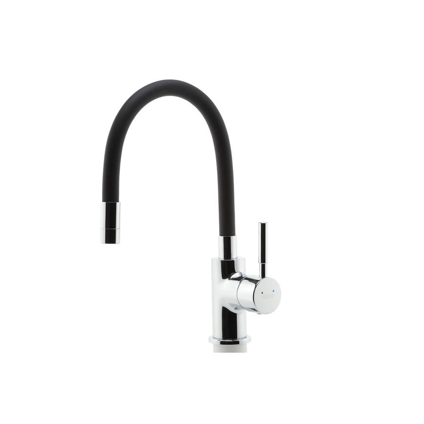 Novaservis - Grifo de fregadero con brazo flexible cromo brillante/negro mate
