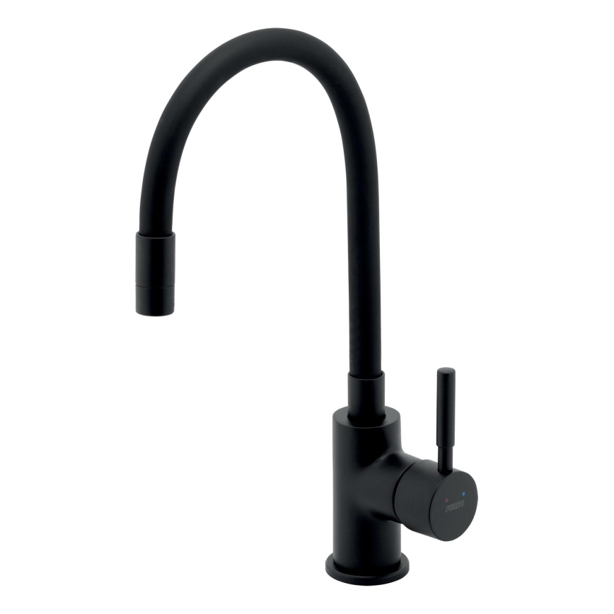 Novaservis - Grifo de fregadero con brazo flexible negro mate