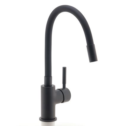 Novaservis - Grifo de fregadero con brazo flexible negro mate