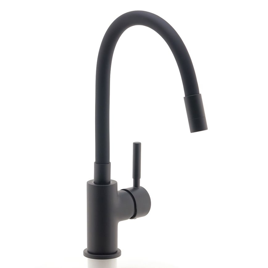 Novaservis - Grifo de fregadero con brazo flexible negro mate