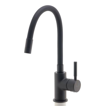 Novaservis - Grifo de fregadero con brazo flexible negro mate