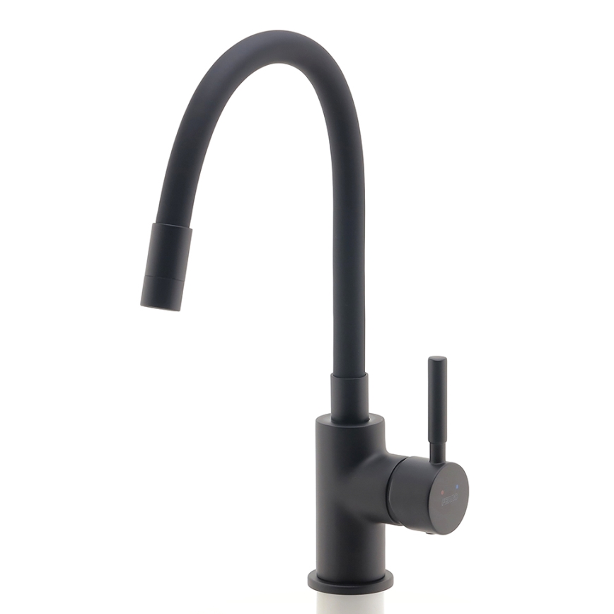 Novaservis - Grifo de fregadero con brazo flexible negro mate