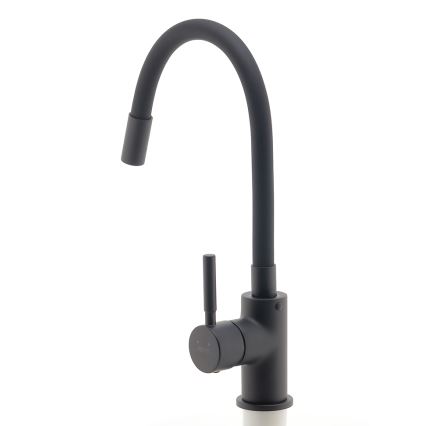 Novaservis - Grifo de fregadero con brazo flexible negro mate