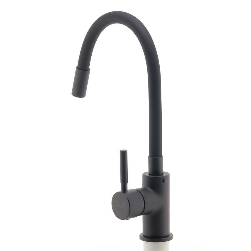Novaservis - Grifo de fregadero con brazo flexible negro mate