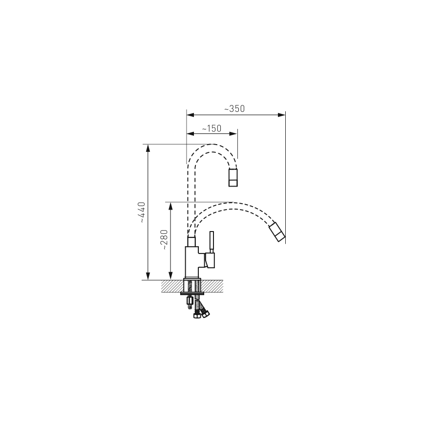 Novaservis - Grifo de fregadero con brazo flexible negro mate