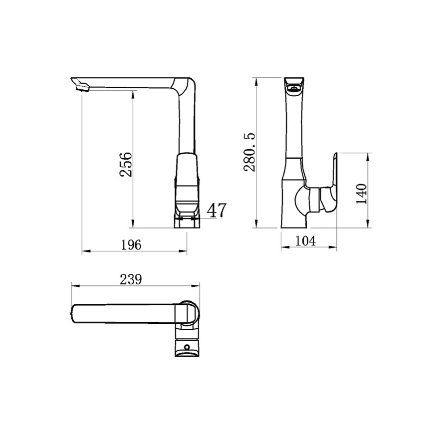 Novaservis - Grifo de fregadero NOBLESS TINA cromado brillante