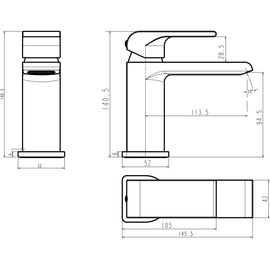 Novaservis - Grifo de lavabo NOBLESS SHARP cromo brillante