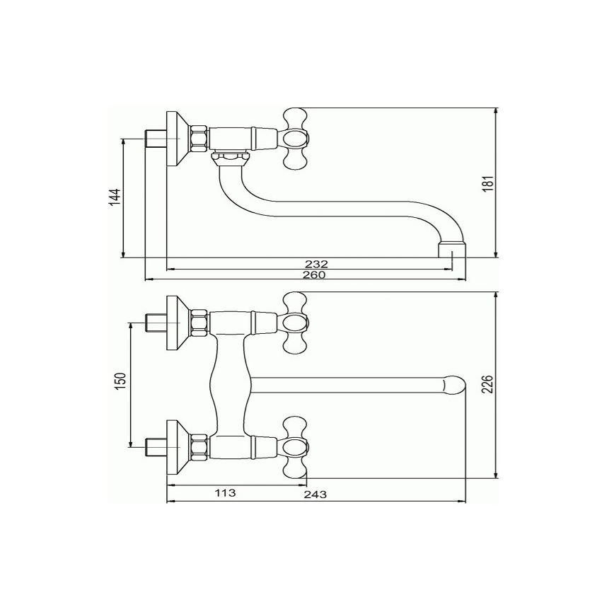 Novaservis - Grifo para fregadero/lavabo TITANIA RETRO, cromado brillante