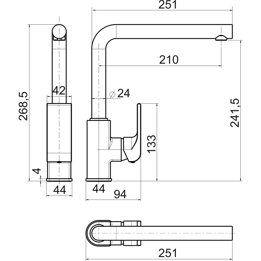 Novaservis - Grifo para fregadero NOBLESS SHARP, cromado brillante