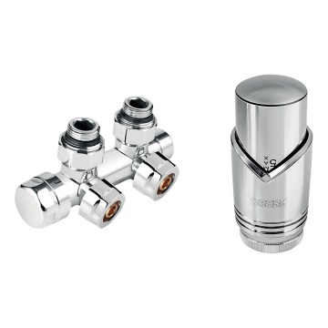 Novaservis - Juego esquinero para radiadores con conexión central, acabado en cromo brillante