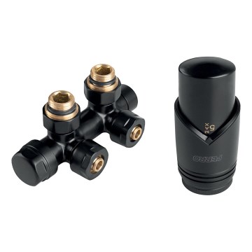 Novaservis - Kit esquinero para radiadores con conexión central, color negro