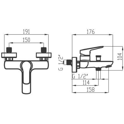 Novaservis - Set de bañera con grifo METALIA, acabado cromado brillante