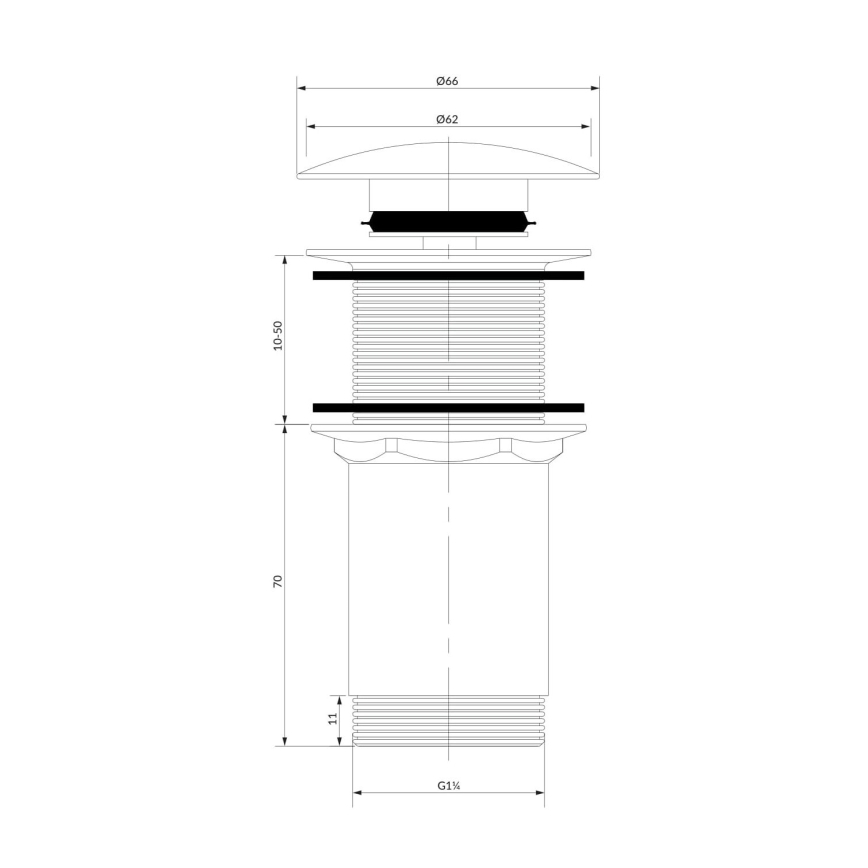 OMNIRES A716BL - Desagüe de lavabo CLICK-CLACK diá. 6,6 cm negro semimate