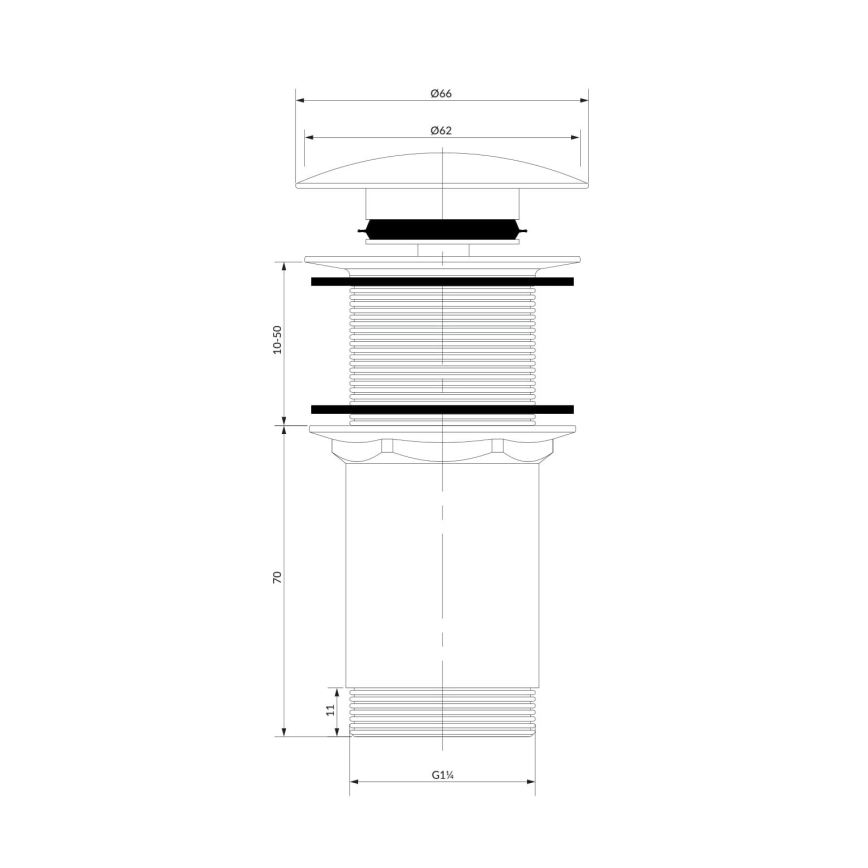 OMNIRES A716BP - Desagüe de lavabo CLICK-CLACK diá. 6,6 cm blanco brillante