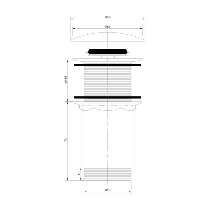 OMNIRES A716CR - Desagüe de lavabo CLICK-CLACK diá. 6,6 cm cromo brillante