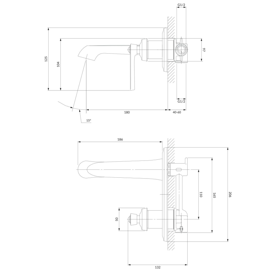 OMNIRES AM5215CR - Grifo de lavabo para instalación empotrada ARMANCE cromo brillante