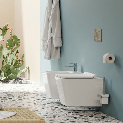 OMNIRES BOSTONMWBP - Inodoro suspendido con asiento SoftClose BOSTON, cerámica/blanco brillante