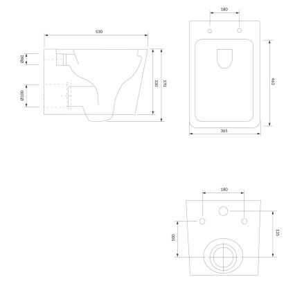 OMNIRES BOSTONMWBP - Inodoro suspendido con asiento SoftClose BOSTON, cerámica/blanco brillante