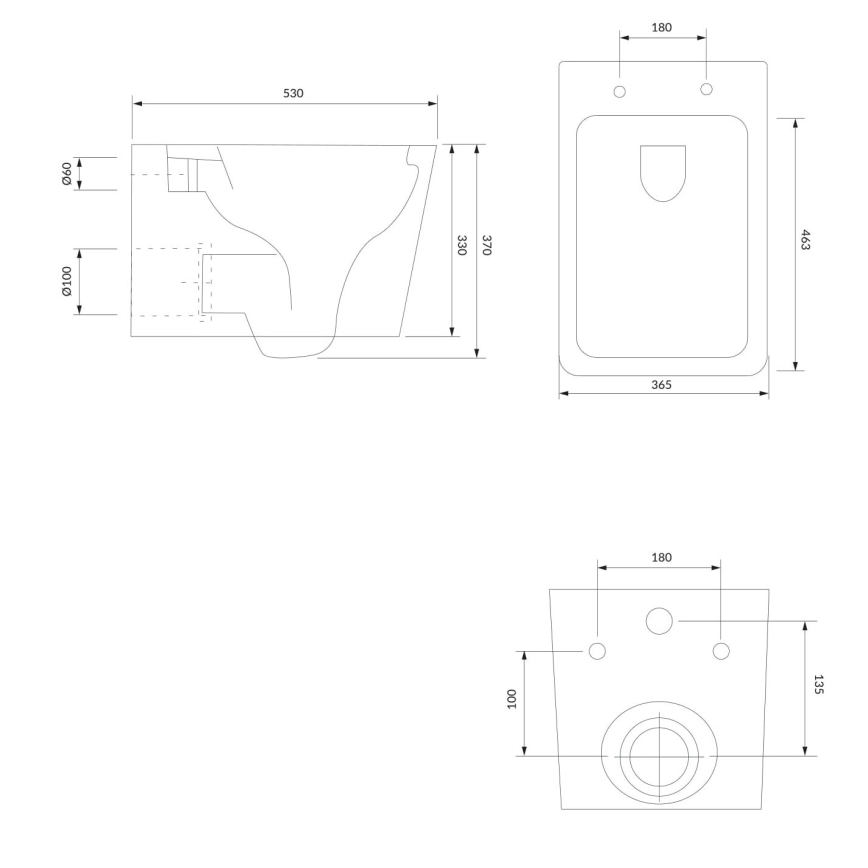 OMNIRES BOSTONMWBP - Inodoro suspendido con asiento SoftClose BOSTON, cerámica/blanco brillante
