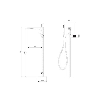 OMNIRES CT8033CR - Conjunto de bañera independiente con grifería CONTOUR cromo brillante