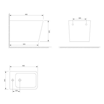 OMNIRES FONTANABIBP - Bidé suspendido FONTANA de cerámica, blanco brillante