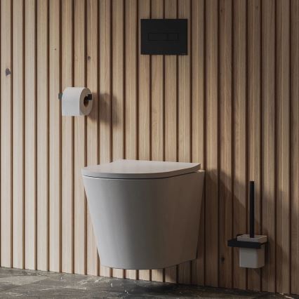 OMNIRES NL80620BL - Cepillo de inodoro montado en la pared NELSON mate negro