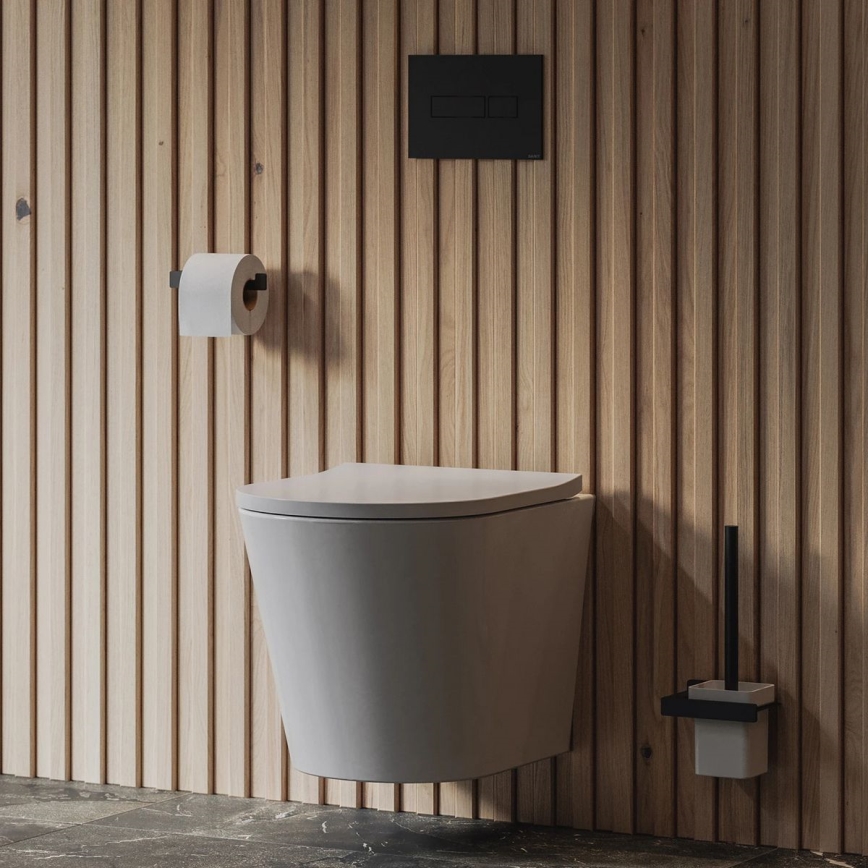 OMNIRES NL80620BL - Escobilla de WC de pared NELSON mate negra